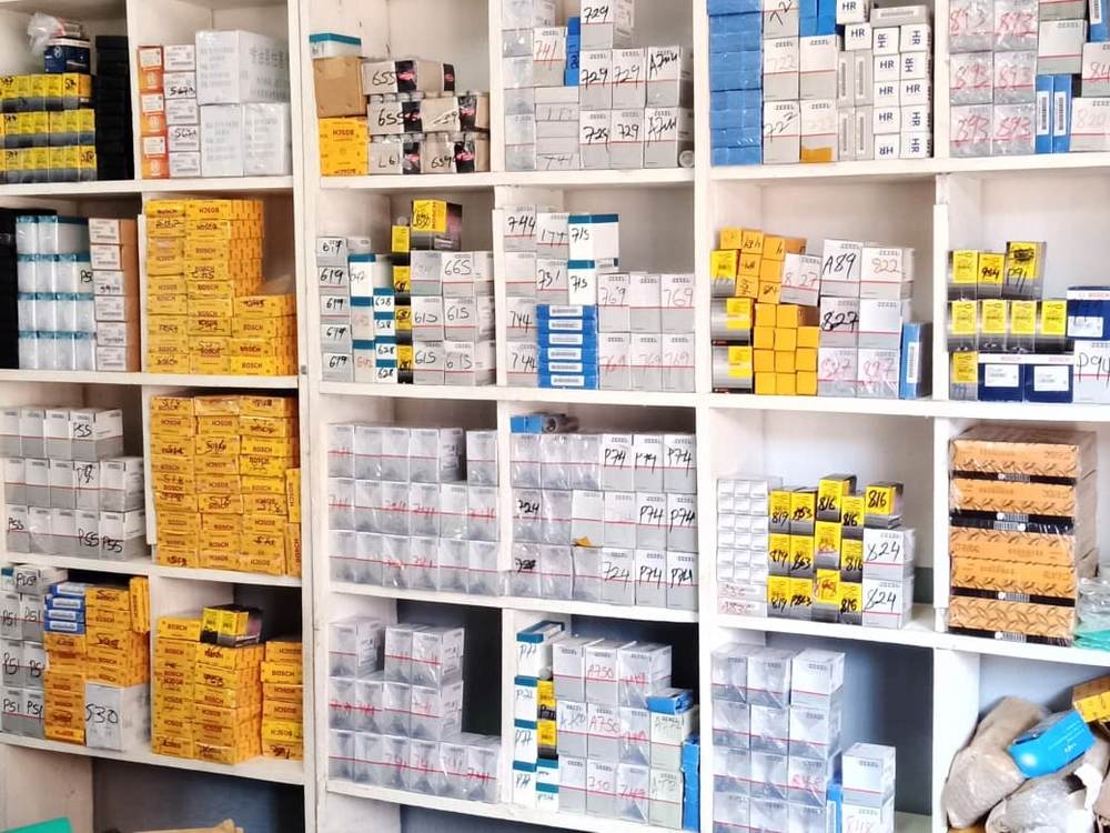 Genuine diesel parts inventory, shelved and stocked